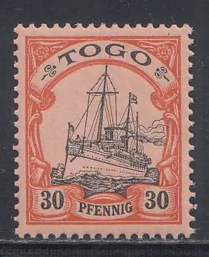 Deutsche Kolonien, Togo MiNr 12, Kaiseryacht "Hohenzollern"