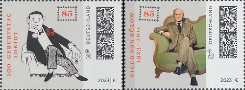 D,Bund Mi.Nr. 3794-3795 Bernhard-Viktor von Bülow / Loriot (2 Werte)