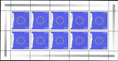 D,Bund Mi.Nr. Klbg. 1791 Europa 95 Frieden und Freiheit, Europafahne (m.10x1791)