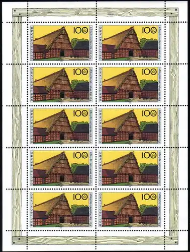 D,Bund Mi.Nr. Klbg. 1821 Wohlf. 95, Bauernhaus Norddt. (m.10x1821)