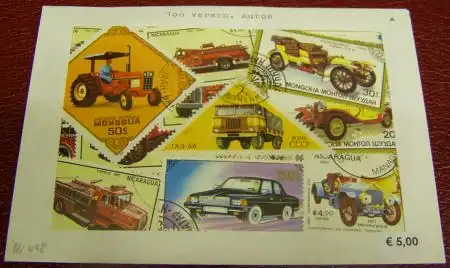 Autos, Paket mit 100 verschiedenen Briefmarken (A)(Bild ähnlich)