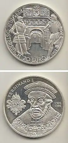Österreich Nr. 292, Burgwächter vor dem Schweizertor, Silber  (20 Euro)