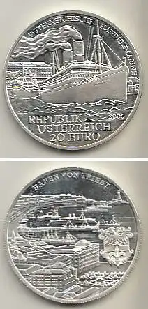 Österreich Nr. 329, S.S. "Kaiser Franz Joseph I.", Silber  (20 Euro)