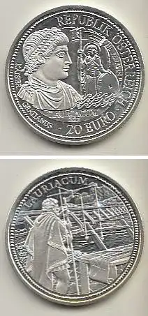 Österreich Nr. 395, Hl. Florian und Kaiser Gratianus, Silber  (20 Euro)