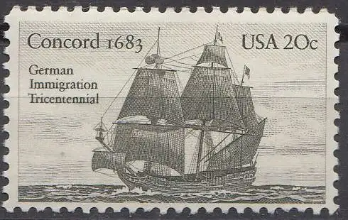 USA Mi.Nr. 1628,300. Jahr Einwanderung der ersten Deutschen in Amerika.(3 C)