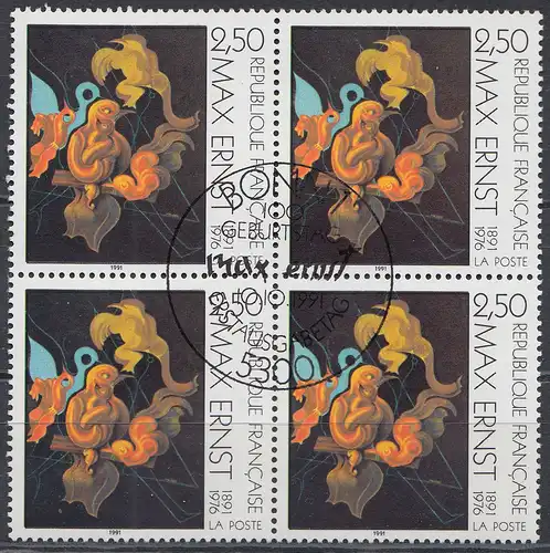 Frankreich MiNr. 2862, 100. Geburtstag von Max Ernst (2,50) Viererblock