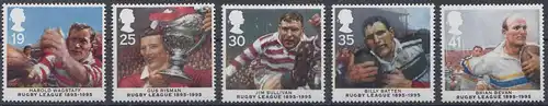 Großbritannien Mi.Nr. 1591-1595, 100 Jahre Rugby League: Rugbyspieler (5 Werte)