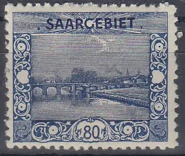 Saargebiet Mi.Nr. 62 A Freim. Landschaftsbilder: Alte Brücke, Saarbrücken (80)