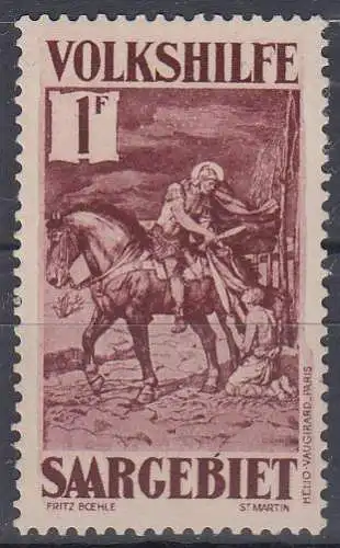 Saargebiet Mi.Nr. 153 Volkshilfe 1931 Gemälde (1 F)