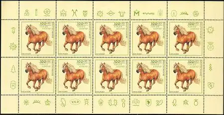 D,Bund Mi.Nr. Klbg. 1923 Jugend 97, Pferde, Haflinger (m.10x1923)