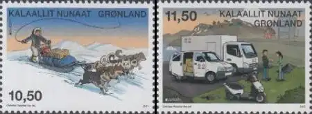 Grönland Mi.Nr. 632-33C Europa 13 Postfahrzeuge, Hundeschlitten LKW u.a. (2 W.)