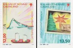 Grönland MiNr. 743-44 Weihnachten, Zeichnungen von Sissi Moller, skl (2 Werte)