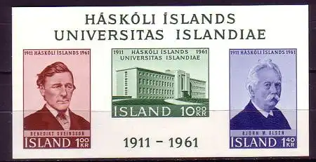 Island Mi.Nr. Block 3 50 Jahre Universität von Island