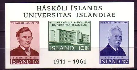 Island Mi.Nr. Block 3 50 Jahre Universität von Island