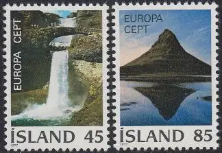 Island Mi.Nr. 522-23 Europa 77, Landschaften (2 Werte)