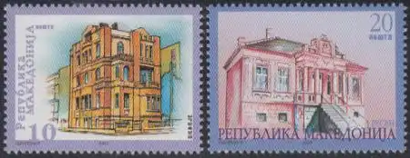 Makedonien Mi.Nr. 282-83 Städtische Architektur, Skopje, Resen (2 Werte)
