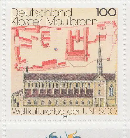 D,Bund Mi.Nr. Klbg. 1966 Kloster Maulbronn (m.10x1966), mit Plattenfehler III