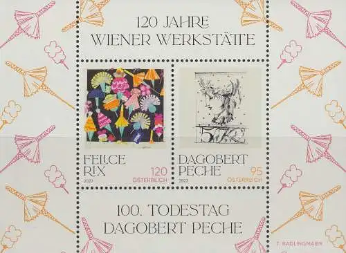 Österreich MiNr. Block 147, 120 Jahre Wiener Werkstätte, 100. Todestag Dagobert 