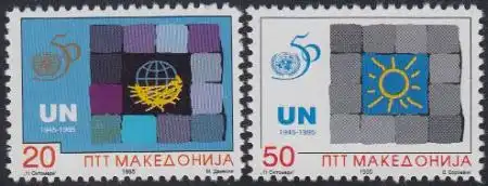 Makedonien Mi.Nr. 53-54 50Jahre UNO (2 Werte)