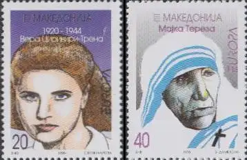 Makedonien Mi.Nr. 74-75 Europa 96 Ber.Frauen Ciriviri-Trena, Mutter Teresa (2W.)