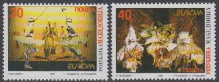 Makedonien Mi.Nr. 128-29 Europa 98, Nationale Feste und Feiertage (2 Werte)