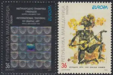 Makedonien Mi.Nr. 279-80 Europa 03, Plakatkunst (2 Werte)