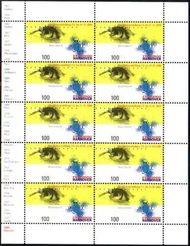 D,Bund Mi.Nr. Klbg. 2089 EXPO 2000, Auge (m.10x2089)