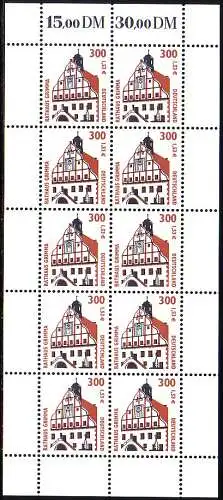 D,Bund Mi.Nr. Klbg. 2141A Sehenswürdigk., Rathaus Grimma, gez. (m.10x2141A)