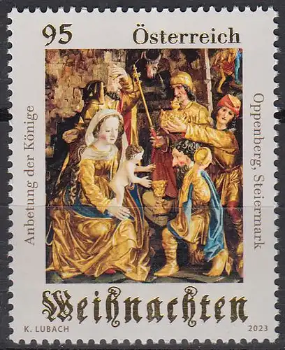 Österreich MiNr. 3764 Weihnachten 2023 Anbetung der Könige, 