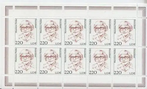 D,Bund Mi.Nr. Klbg. 2158 Freimarken "Frauen", Marieluise Fleißer (m.10x2158)