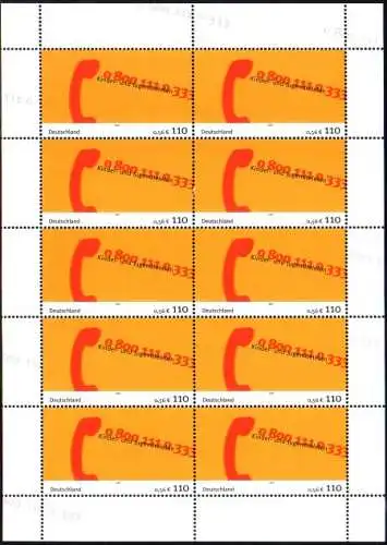 D,Bund Mi.Nr. Klbg. 2164 Kinder- und Jugendtelefon (m.10x2164)