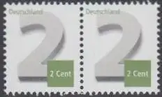 D,Bund Mi.Nr. 3042 Paar Freim. Ziffernzeichnung, waager.Paar (2x2c)