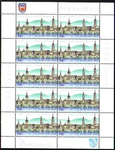 D,Bund Mi.Nr. Klbg. 2244 1000 Jahre Deggendorf, Stadtansicht (m.10x2244)