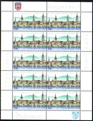 D,Bund Mi.Nr. Klbg. 2244 1000 Jahre Deggendorf, Stadtansicht (m.10x2244)