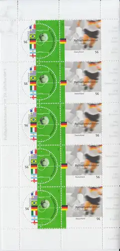 D,Bund Mi.Nr. Klbg. 2258-59 Fußballweltmeister im 20. Jahrhundert (m.5x2258-59)