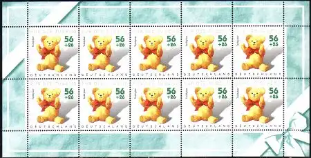 D,Bund Mi.Nr. Klbg. 2263 Jugend 2002, Kinderspielzeug, Teddybär (m.10x2263)