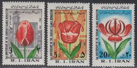 Iran Mi.Nr. 1990-92 2.Jahrestag d.Islamischen Revolution, Tulpen (3 Werte)