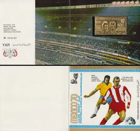 Jemen (Nordjemen) Mi.Nr. 1159B Fußball-WM Mexico, Pelé + Beckenbauer (10)