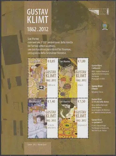 San Marino Mi.Nr. Block 58 150. Geburtstag von Gustav Klimt 