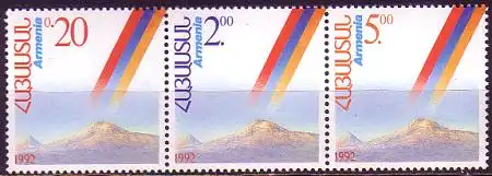 Armenien Mi.Nr. Zdr.194-96 Unabhängigkeit, Ararat und Nationalflagge 