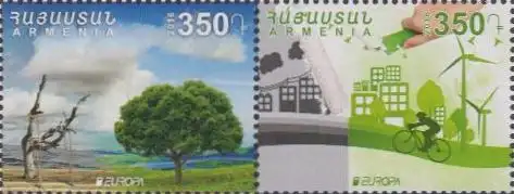 Armenien MiNr. Zdr.989+90 Europa 16, Umweltbew.leben, Von Grau zu Grün (2 W.)