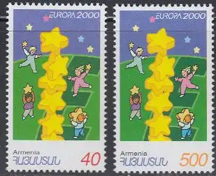 Armenien Mi.Nr. 375-76 Europa 2000, Kinder bauen Sternenturm (2 Werte)
