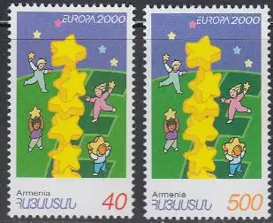 Armenien Mi.Nr. 375-76 Europa 2000, Kinder bauen Sternenturm (2 Werte)