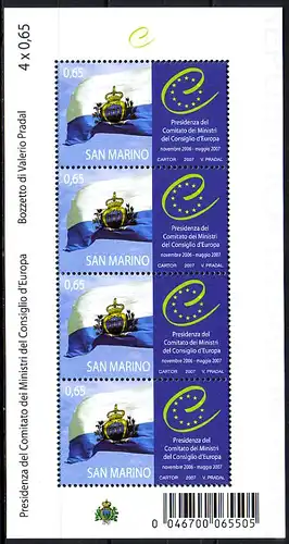 San Marino Mi.Nr. Klbg.2285 Vorsitz im Europarat, Nationalflagge (mit 4x2285)