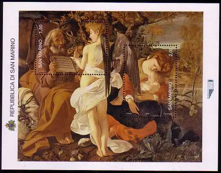 San Marino Mi.Nr. Block 46 Weihnachten, Gem. Caravaggio Ruhe a. Flucht n.Ägypten