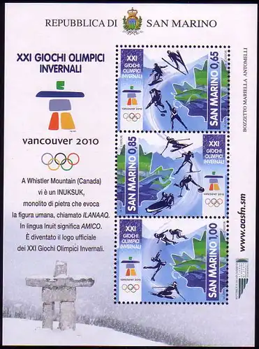 San Marino Mi.Nr. Block 47 Olympische Winterspiele 2010 Vancouver 