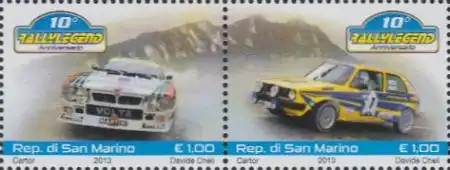San Marino Mi.Nr. Zdr.2572-73 10Jahre Automobil-Straßenrennen Rallylegend