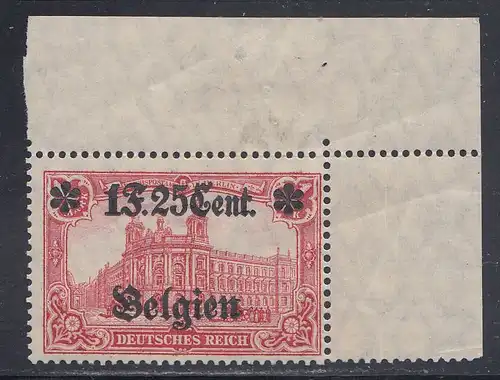 Deutsche Besetzung 1. Weltkrieg, Belgien Mi.Nr. 23, Eckrand, Reichspostgebäude