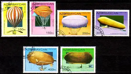 Aserbaidschan Mi.Nr. 237-42 Ballons und Luftschiffe (6 Werte)