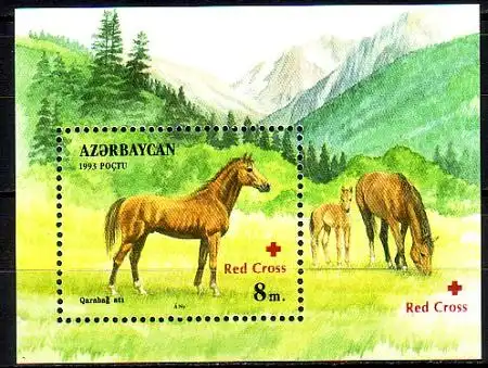 Aserbaidschan Mi.Nr. Block 27 Pferde mit Aufdr. Red Cross